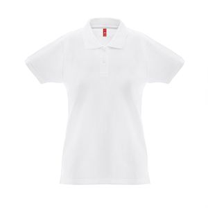 THC MONACO WOMEN WH. Kortärmad pikétröja för kvinnor i kardad bomull, miniatyr 3