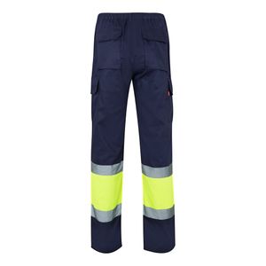 VL ATHENA. Tvåfärgade byxor i kypert (210g/m²), fodrade, flerfickor, i bomull (20%) och polyester (80%)