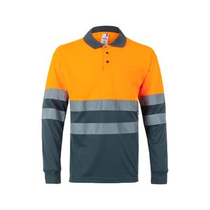 VL VULCAN LARGE. Tvåfärgad pikétröja med fågelögon (160g/m²) med långa ärmar, i polyester (100%), miniatyr 8