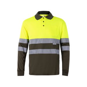 VL VULCAN LARGE. Tvåfärgad pikétröja med fågelögon (160g/m²) med långa ärmar, i polyester (100%), miniatyr 7