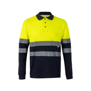 VL PLUTO LARGE. Tvåfärgad pikétröja (150g/m²) med långa ärmar, i bomull (55%) och polyester (45%), miniatyr 3