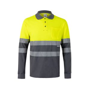 VL PLUTO LARGE. Tvåfärgad pikétröja (150g/m²) med långa ärmar, i bomull (55%) och polyester (45%), miniatyr 8