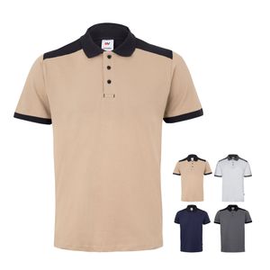 VL VELES. Tvåfärgad pikétröja i stretchig piké (200g/m²) med korta ärmar, i polyester (96%) och elastan (4%)