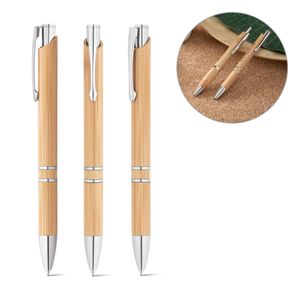 BETA BAMBOO. Bambukulspetspenna med klämma och metalldetaljer, miniatyr 1