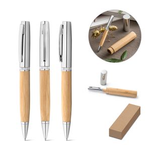 FUJI. Kulspetspenna i bambu och metall med fodral, miniatyr 1