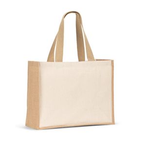 HELSINQUE. Canvaspåse (320 g/m²), med botten och sidor i laminerad jute (350 g/m²) i naturliga toner, miniatyr 6