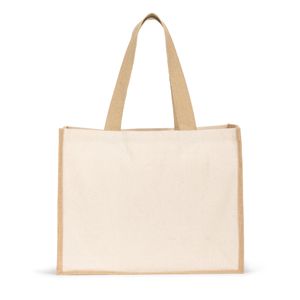 HELSINQUE. Canvaspåse (320 g/m²), med botten och sidor i laminerad jute (350 g/m²) i naturliga toner, miniatyr 2