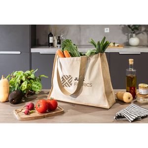 HELSINQUE. Canvaspåse (320 g/m²), med botten och sidor i laminerad jute (350 g/m²) i naturliga toner, miniatyr 4