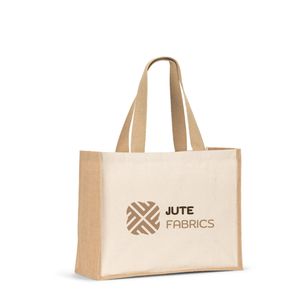 HELSINQUE. Canvaspåse (320 g/m²), med botten och sidor i laminerad jute (350 g/m²) i naturliga toner, miniatyr 5