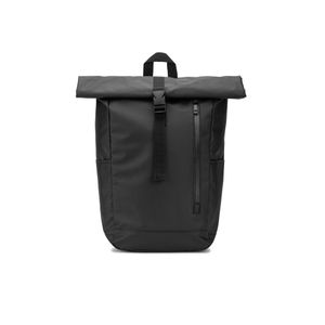 OSASCO BPACK. Ryggsäck med rulltopp och dragkedja som gör att toppen kan rullas upp för att passa ryggsäckens volym, tillverkad av 600D återvunnen polyester