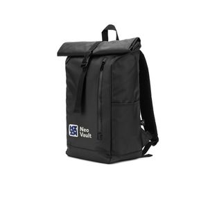 OSASCO BPACK. Ryggsäck med rulltopp och dragkedja som gör att toppen kan rullas upp för att passa ryggsäckens volym, tillverkad av 600D återvunnen polyester, miniatyr 3