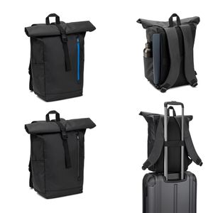 OSASCO BPACK. Ryggsäck med rulltopp och dragkedja som gör att toppen kan rullas upp för att passa ryggsäckens volym, tillverkad av 600D återvunnen polyester, miniatyr 1