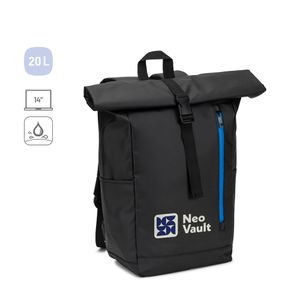 OSASCO BPACK. Ryggsäck med rulltopp och dragkedja som gör att toppen kan rullas upp för att passa ryggsäckens volym, tillverkad av 600D återvunnen polyester, miniatyr 4