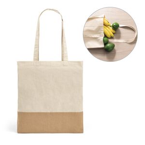 MERCAT. Påse i 100 % bomull (160 g/m²) med imiterade jutedetaljer, miniatyr 1