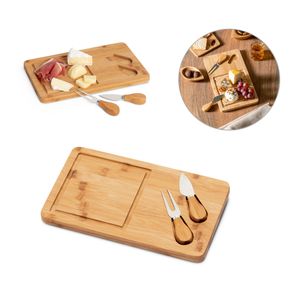 WOODS. Bambuostbräde med 2 tillbehör av bambu och rostfritt stål, miniatyr 1