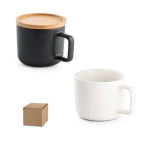 FANGIO. 220 mL keramisk mugg med lock och bambubotten, miniatyr 1