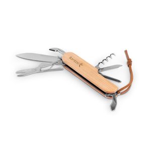 RYKER. Multifunktionell fickkniv i bambu och rostfritt stål med PU-handtag, miniatyr 2