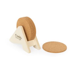 PLYCORK. Stativ i plywood med 6 korkunderlägg, miniatyr 2