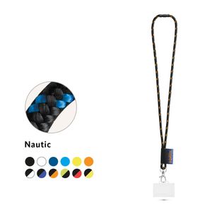 BRIDPORT. SET Lanyard NAUTIC Lång (Ø 7 mm) med 9 mm avtryckarkarbinhake, Ø 7 mm säkerhetsspänne och 91 x 68 mm styv namnskylts-/korthållare, miniatyr 1