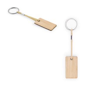HOPPS. Rektangulär nyckelring i bambu med PET-sladd, miniatyr 1