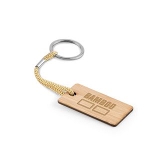 HOPPS. Rektangulär nyckelring i bambu med PET-sladd, miniatyr 4