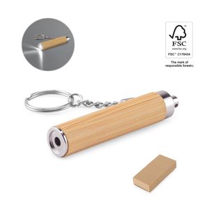 RACHEL. Nyckelring i bambu och ABS med LED-ficklampa, miniatyr 1