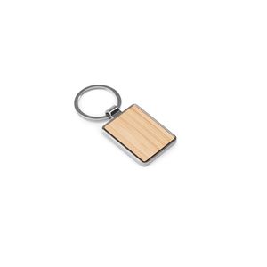 GASTON RECTANGULAR. Rektangulär järnnyckelring i zink och bambu, miniatyr 6