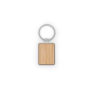 GASTON RECTANGULAR. Rektangulär järnnyckelring i zink och bambu, miniatyr 2