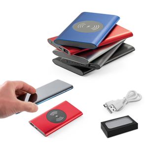 CASSINI. Powerbank 4 000 mAh med 5W trådlös laddare i återvunnet aluminium (100% rAL), miniatyr 1