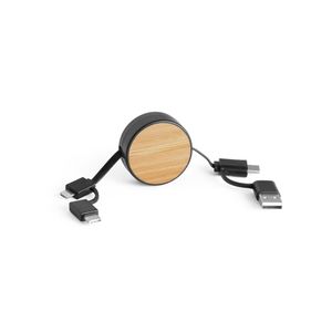 RUBINS. 6-i-1 infällbar USB-kabel i återvunnen ABS (100 % rABS) och bambu, miniatyr 7