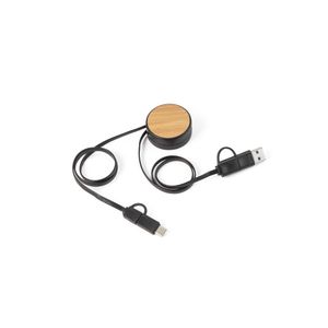 RUBINS. 6-i-1 infällbar USB-kabel i återvunnen ABS (100 % rABS) och bambu, miniatyr 2