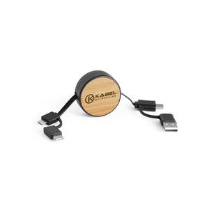 RUBINS. 6-i-1 infällbar USB-kabel i återvunnen ABS (100 % rABS) och bambu, miniatyr 4
