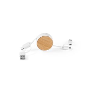 RUBINS. 6-i-1 infällbar USB-kabel i återvunnen ABS (100 % rABS) och bambu, miniatyr 6