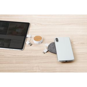 RUBINS. 6-i-1 infällbar USB-kabel i återvunnen ABS (100 % rABS) och bambu, miniatyr 5