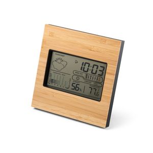BROMLEY. Skrivbords väderstation med LCD-skärm i ABS och bambu, miniatyr 6