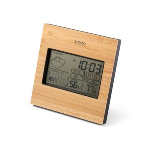 BROMLEY. Skrivbords väderstation med LCD-skärm i ABS och bambu, miniatyr 3