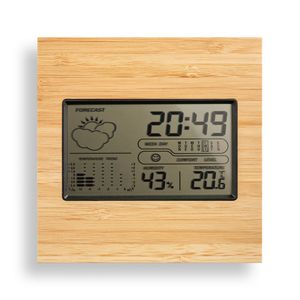 BROMLEY. Skrivbords väderstation med LCD-skärm i ABS och bambu, miniatyr 5
