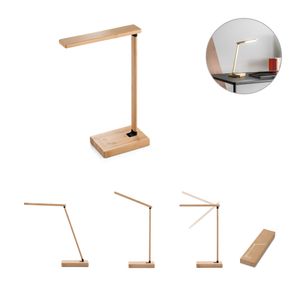 MOREY. Fällbar skrivbordslampa med 15W supersnabb trådlös laddare i bambu, miniatyr 1