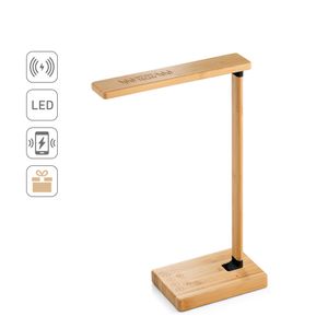 MOREY. Fällbar skrivbordslampa med 15W supersnabb trådlös laddare i bambu, miniatyr 5