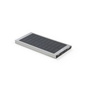 CLERK. 8 000 mAh powerbank med solpanel i 100 % återvunnen aluminium, miniatyr 6