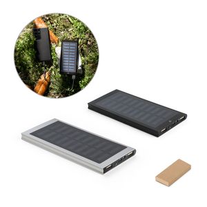 CLERK. 8 000 mAh powerbank med solpanel i 100 % återvunnen aluminium, miniatyr 1