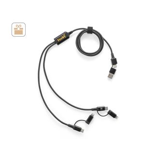 BERTOZZI. Supersnabb 6-i-1 USB-kabel i återvunnen aluminium (20 %) och återvunnen PET (4 %), miniatyr 5