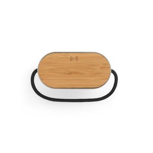 GUETTA. 5W bärbar högtalare med supersnabb 15W trådlös laddare och 2 timmars batteritid gjord av bambu och återvunnen PET (100 % rPET), miniatyr 2