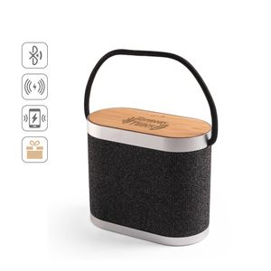 GUETTA. 5W bärbar högtalare med supersnabb 15W trådlös laddare och 2 timmars batteritid gjord av bambu och återvunnen PET (100 % rPET), miniatyr 4