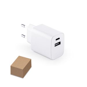 WEGENER. Strömadapter med USB-A-port 18W och USB-C 20W i återvunnen ABS (100 % rABS), miniatyr 1