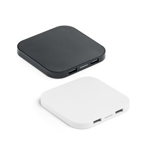 CAROLINE. Supersnabb 15W trådlös laddare med HUB 2 USB-A-portar i återvunnen ABS (60 % rABS), miniatyr 1