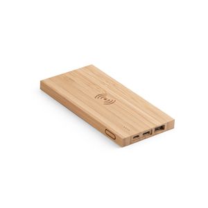 FITCH. Powerbank 5 000 mAh med 5W trådlös laddare i bambuso, miniatyr 5