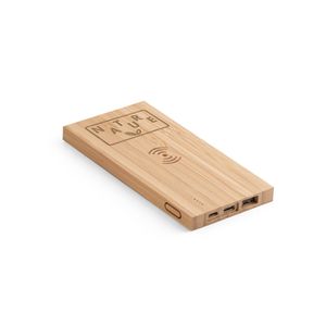 FITCH. Powerbank 5 000 mAh med 5W trådlös laddare i bambuso, miniatyr 2