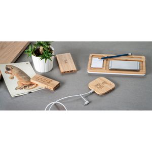 FITCH. Powerbank 5 000 mAh med 5W trådlös laddare i bambuso, miniatyr 3