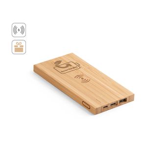 FITCH. Powerbank 5 000 mAh med 5W trådlös laddare i bambuso, miniatyr 4